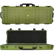 53 Inch Eylar Roller Hard Case with Foam, Mil-Spec Waterproof & Crushproof, Pressure Valve with Lockable Fittings Green