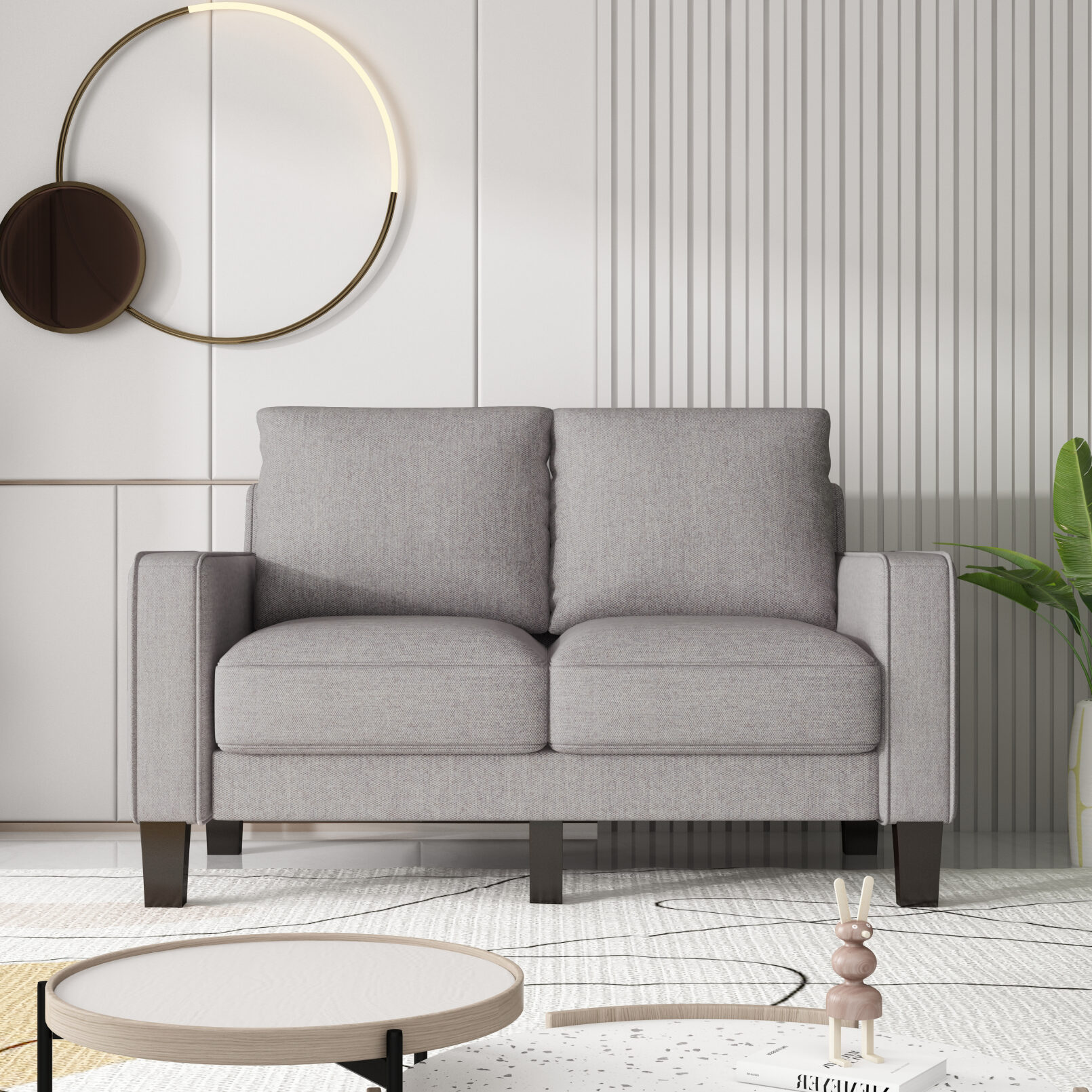 53 Inch Loveseat Sofa with Thick Cushion, Modern Upholstered 2 Seater ...