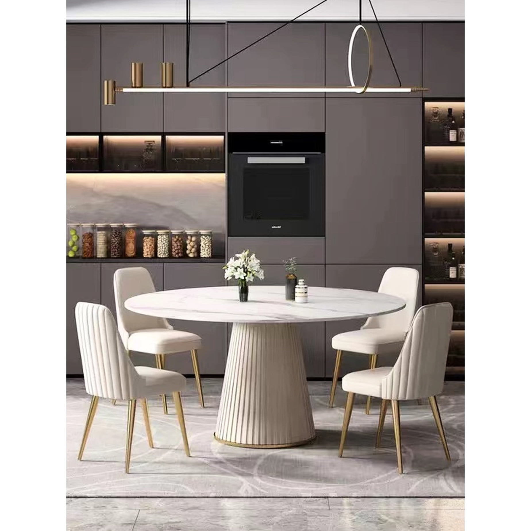 53 Inch Round American-Style Dining Table Set | Ideal for Dining Room ...