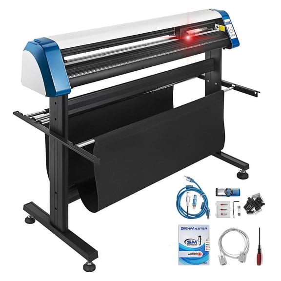 53-Inch Vinyl Cutter Plotter, Automatic Contour Cutting Machine with Floor Stand & SignMaster Software, 53.1" Paper Feed, 49.6" Cutting Width for Sign Making