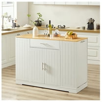53'' Kitchen Storage Islands with Drawers and Trash Can Storage for Kitchen & Dining. Modern Farmhouse Design, White, 53.2"W x 20.9"D x 38.0"H.
