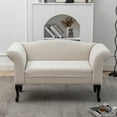 thumbnail image 1 of 53" Loveseat Sofa, Mid-Century 2-Seat Sofa Armchair with Solid Wood Legs, Modern Linen Upholstered Oversized Chair with Scrolled Arms for Living Room Bedroom Office Apartment, White, 1 of 7