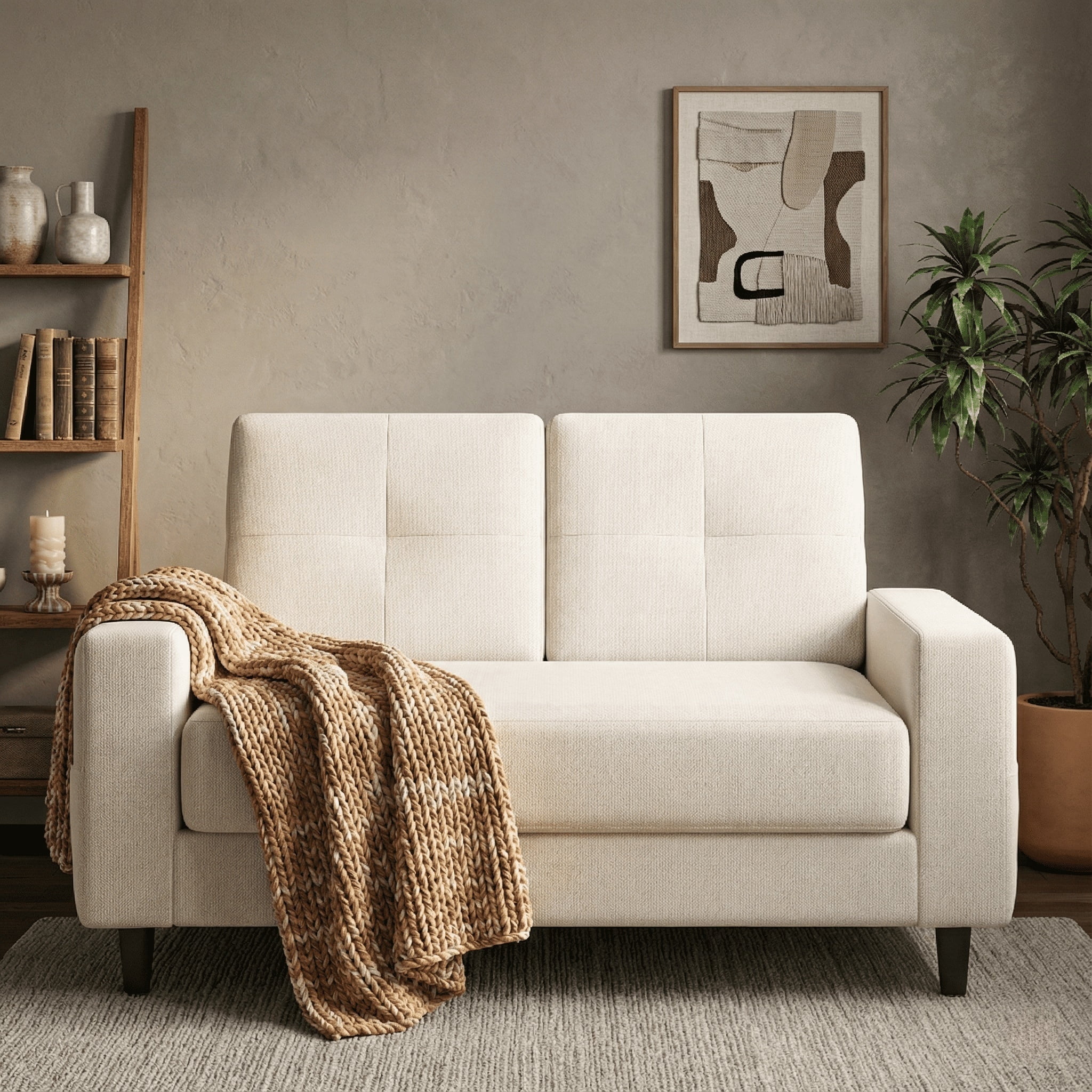53" Loveseat Sofa, Small Couches 2 Seater Couch for Living Room Comfy Modern Sofa for Bedroom Apartment Office, Beige