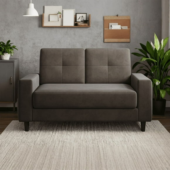 53" Loveseat Sofa, Small Couches 2 Seater Couch for Living Room Comfy Modern Sofa for Bedroom Apartment Office, Brown