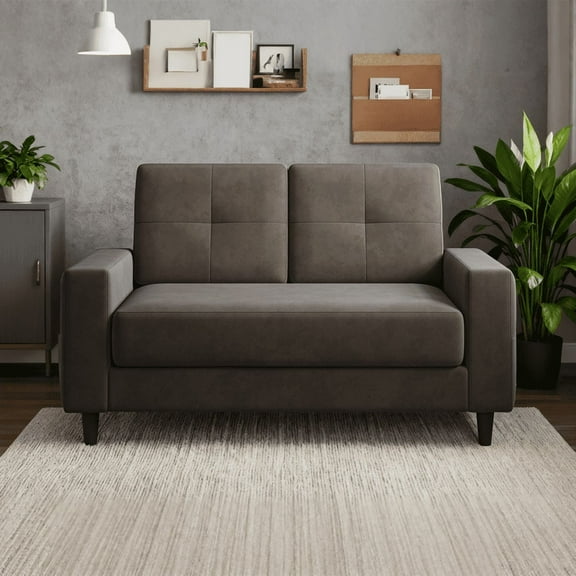 53" Loveseat Sofa, Small Couches 2 Seater Couch for Living Room Comfy Modern Sofa for Bedroom Apartment Office, Brown