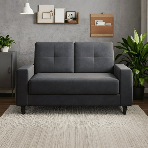53" Loveseat Sofa, Small Couches 2 Seater Couch for Living Room Comfy Modern Sofa for Bedroom Apartment Office, Dark Grey