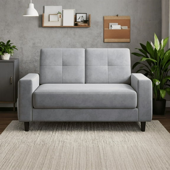 53" Loveseat Sofa, Small Couches 2 Seater Couch for Living Room Comfy Modern Sofa for Bedroom Apartment Office, Light Grey