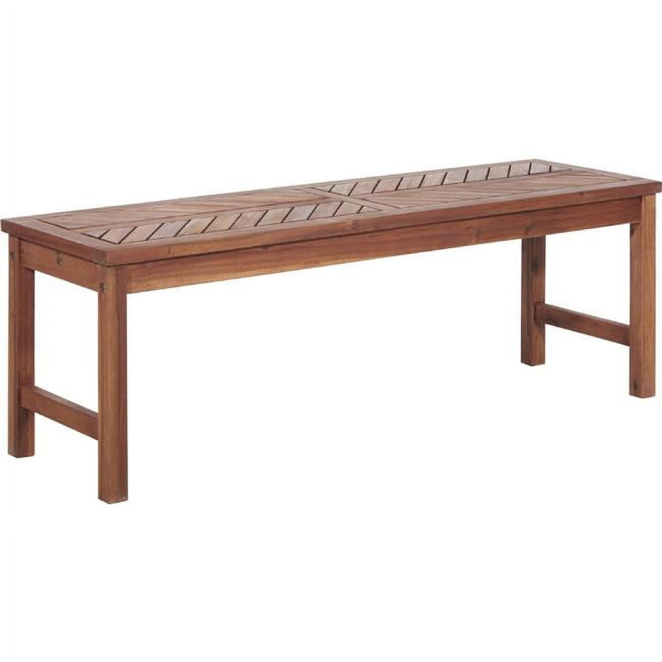 53" Chevron Acacia Wood Modern Outdoor Patio Bench - Teak Finish