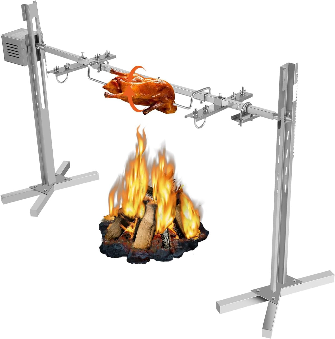 53" Outdoor Electric Rotisserie Grill, Electric BBQ Rotisserie Grill Kit, 88LBS Pig Spit Rotisserie Grill, Automatic 25W Motor And Height Adjustable Universal Roaster Stand, for Pig Lamb