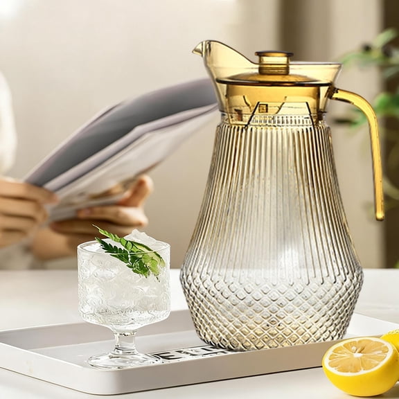 53 Oz Acrylic Pitcher, Clear Plastic Water Pitchers with Lid and Spout, Iced Tea Pitcher Beverage Containers for Fridge, Juice, Sangria, Lemonade, Shatter-proof, BPA-Free