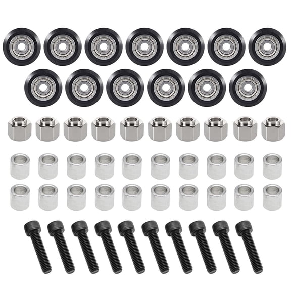 53 PCS 3D Printer Wheel POM Pulley (13 PCS Polycarbonate Wheels, 10 PCS Hexagnal eccentric spacer 6mm, 20 PCS Round Column 6mm, 10pcs Screws for 3D Printer Roller Replacement