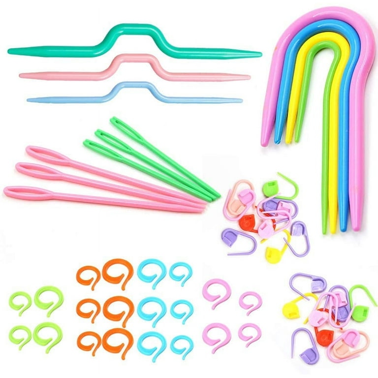 240 Pieces Knitting Stitch Marker, Plastic Smooth Coloured O-Rings with  Clear Storage Box, Crochet Ring Assorted Knitting Needle Clip Multiple-Size
