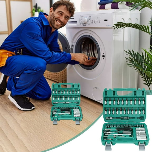 53-Piece Socket Wrench Set with Case, 1/4-Inch Drive, Includes Bits, Sockets, Extensions & Adapters for Car, Motorcycle & Home DIY Repair