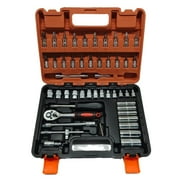 53 Pieces 1/4 inch Drive Socket Ratchet Wrench Tool Set,with Bit Socket Set Metric and Extension Bar For Automotive Repair And Home Use