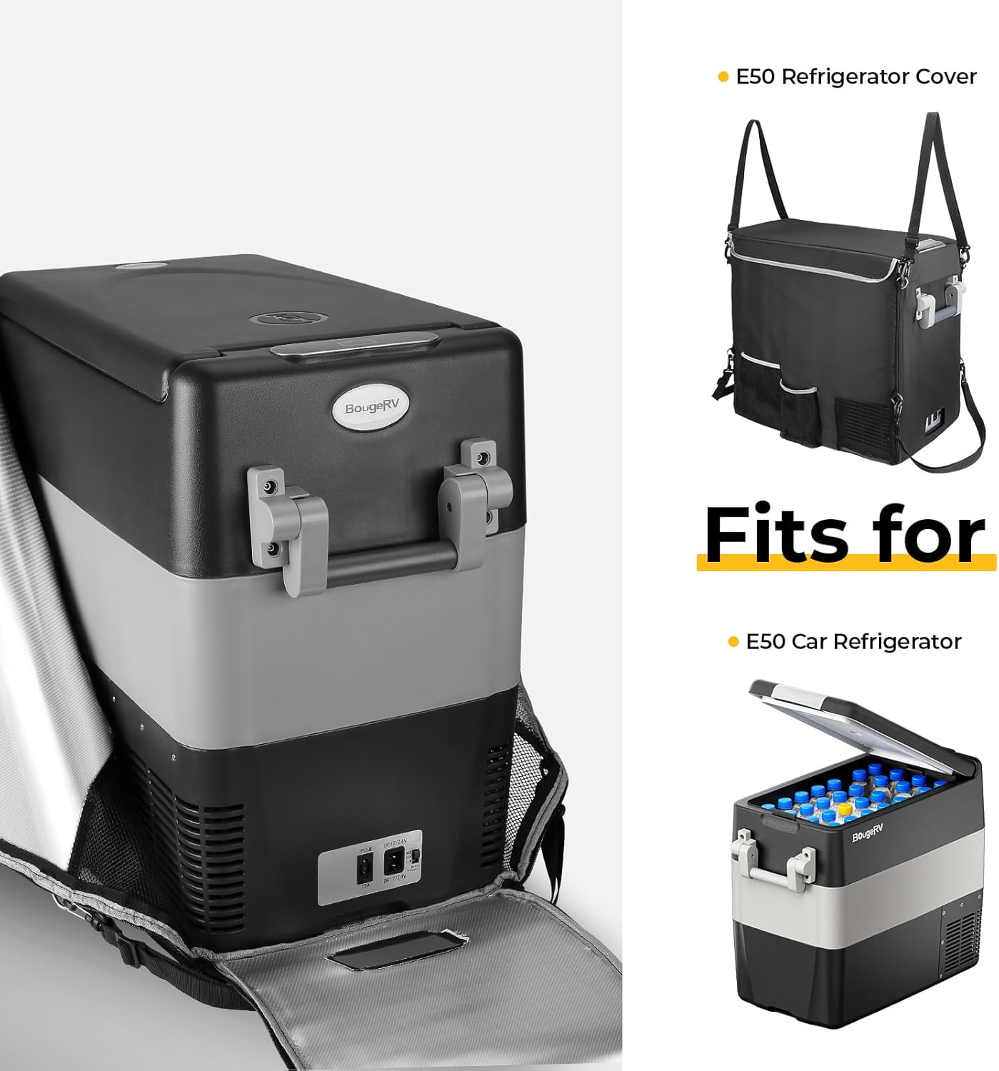 53 Quart Insulated Protective Cover for Portable Car Refrigerator -  Weatherproof  with Storage Pockets