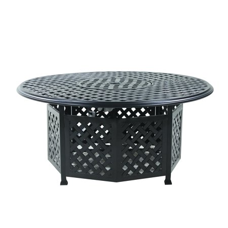 53" Round Aluminum Propane Gas Firepit Table, Espresso Brown