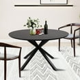 53" Round Dining Table for 46,Black Wood Kitchen Table MidCentury