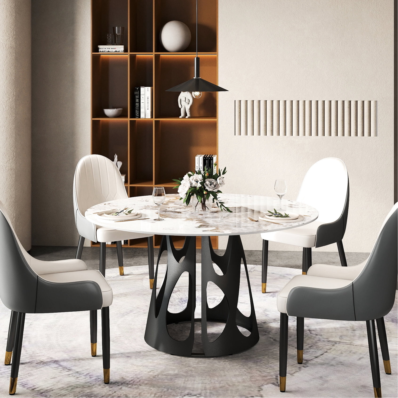 53" Round Dining Table with Sintered Stone Top / Low Water Permeability ...