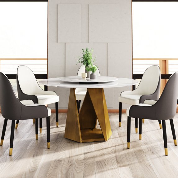 53" Round Sintered Stone Dining Table | Fits 6 in Modern Dining ...