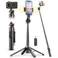 thumbnail image 1 of 53'' Selfie Stick Tripod with Light, Enhanced 4-Leg Cell Phone Stand Camera Rechargeable Wireless Remote & 2 Fill Portable Travel Essentials for iPhone Android, 1 of 3