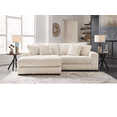 thumbnail image 1 of Cream Corduroy L-Shaped Sectional Sofa with Left Chaise, Plush Oversized Deep Seat Couch for Living Room, 1 of 1
