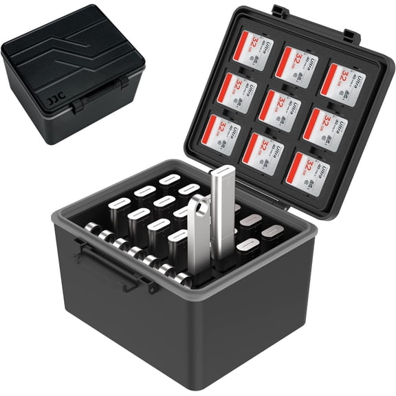 53 Slots USB and SD Card Case for 18 Flash 8 Mini Driver 9 TF Card, Drive Hard, Shockproof Water-Resistant, Pen Thumb Storage Organizer