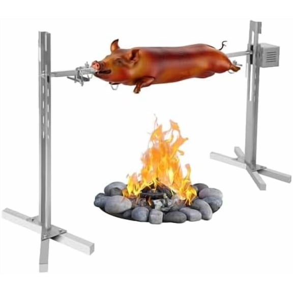 53" Spit Roaster Rotisserie for Grilling Food Pig Lamb Roast BBQ Picnic Outdoor Cooker Grill 110v with Adjustable Height$$Garden &