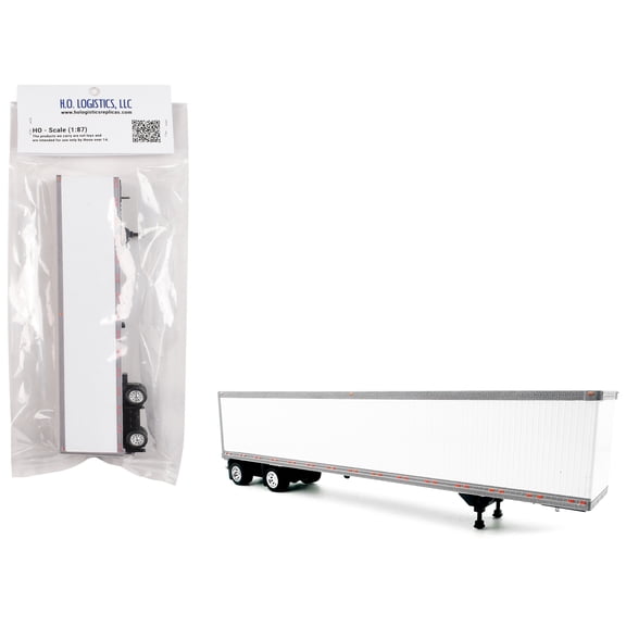 53' Spread Axle Dry Van Trailer White 1/87 (HO) Plastic Model Car by HO Logistics