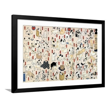 Art.com 53 Stations of the Tokaido Art Print by Kuniyoshi Utagawa, Black Frame Wall Art, 44" x 32"
