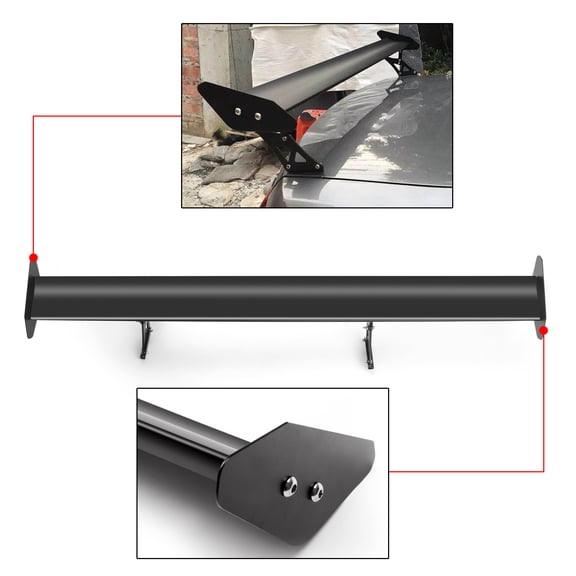 53" Universal Hatch Adjustable Aluminum GT Rear Trunk Racing Spoiler Wing Black