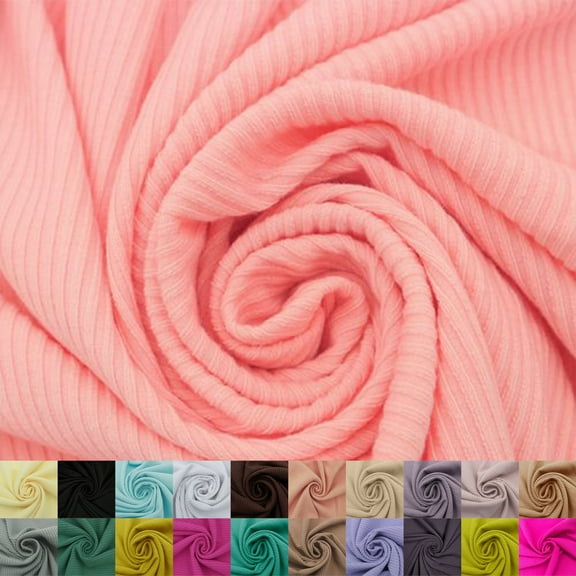 53" Width Polyester Rayon Spandex 4X2 Rib Knit Fabric by the Yard
