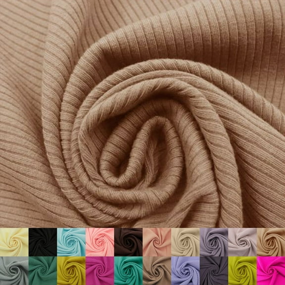 53" Width Polyester Rayon Spandex 4X2 Rib Knit Fabric by the Yard