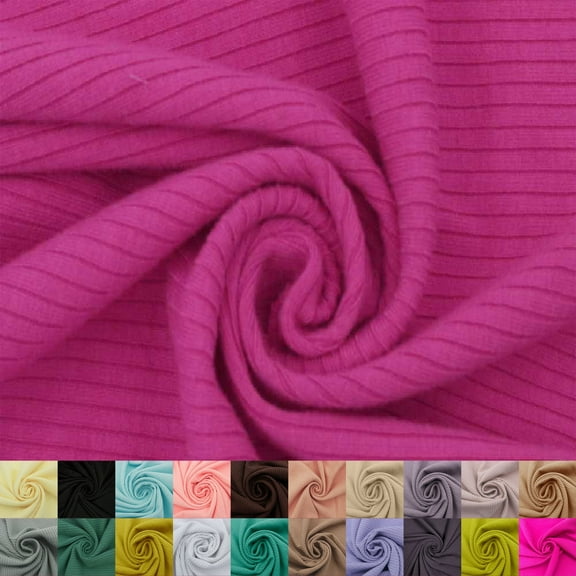 53" Width Polyester Rayon Spandex 4X2 Rib Knit Fabric by the Yard