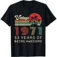 thumbnail image 1 of 53 YEARS OF BEEING AWESOME | 53RD BIRTHDAY T-ShirtMen's and women's gift, black and white T-shirt, size: Extra large S-4XL, 1 of 4