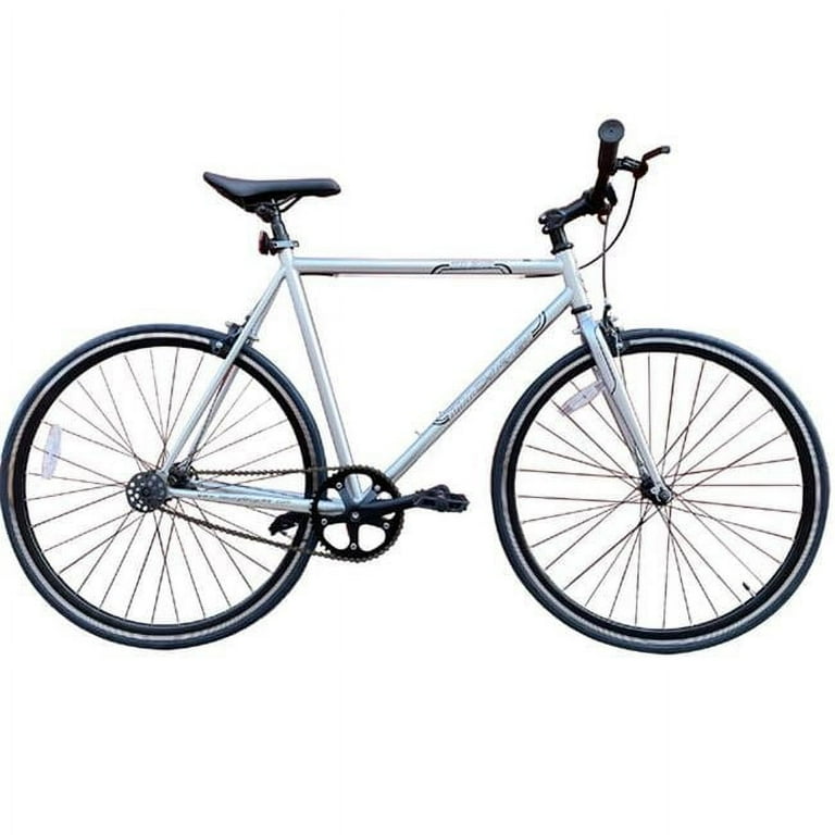 53 cm Hi-Ten Steel &amp; Aluminum Frame Fixed Gear Road Bicycle, White 