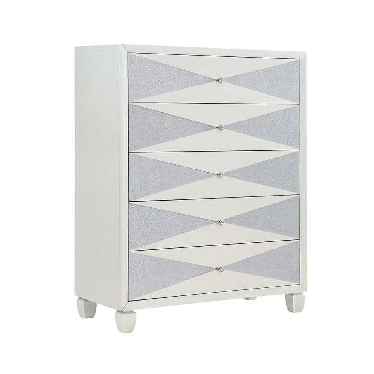 53 in. Lexi Tall Dresser Chest with 5 Drawers, Shimmer Accents, Off ...