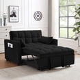 thumbnail image 1 of 53 inch 3-in-1 Convertible Sofa Bed Pull Out Sofa, Multi - Functional Loveseat Sleeper with Adjustable Back, Side Pockets & Smooth Wheels, Velvet Upholstered for Living Room, Black, 1 of 7