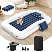 53 inch Inflatable Travel Bed with Safety Sides, Portable Blow Up Air Mattress, 1 Set, Included Pillow Dark Blue