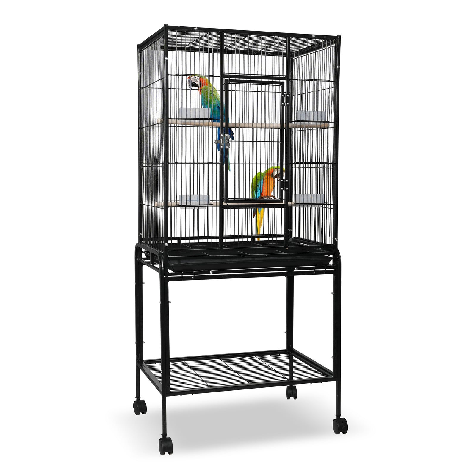 53inch Large Iron Rolling Bird Cage for Parrot Standing, Birdcage with