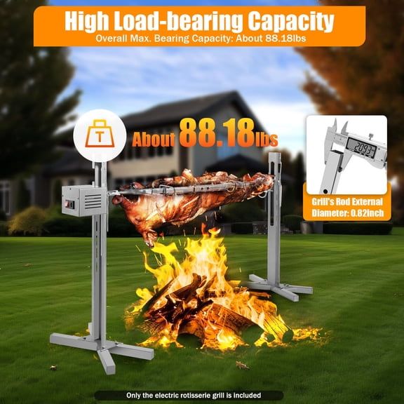 53 inch Large Spit Roaster Rotisserie Chicken Electric BBQ Grill Pig Lamb Roast 110V 25W 136*39*75cm 88.18lbs Capacity for Camping, Birthday Parties, Weddings