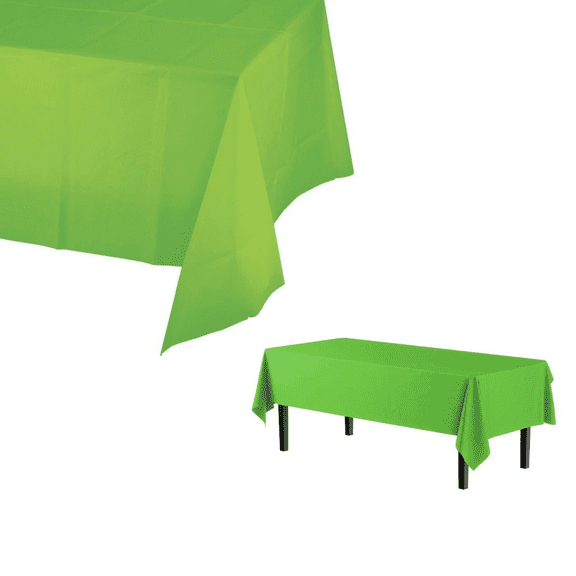 53 in x 108 in Plastic Rectangle Table Cover, Durable, Water Resistant, Disposable for Indoor, Outdoor Events, Banquets, Weddings, Easy Cleanup, Stylish Protection, Green