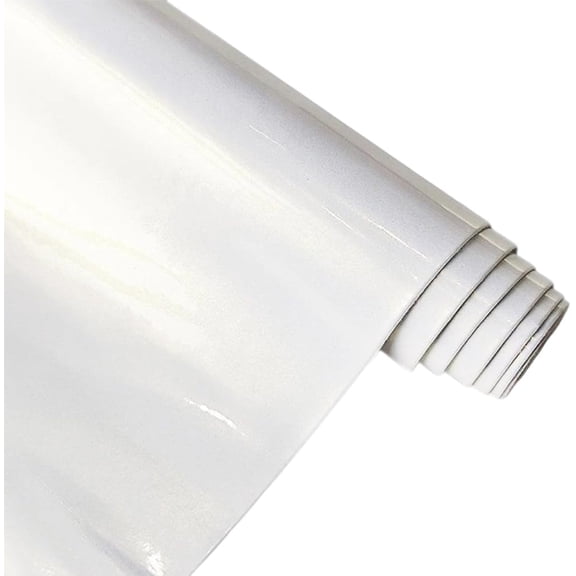 53 x 11.8 Inch 0.8mm White Smooth Holographic PU Leather Fabric Glossy Mirrored Vinyl Sheet NEON Shiny Leatherette Leather Roll for Earrings Bows Wallets DIY Projects DIY