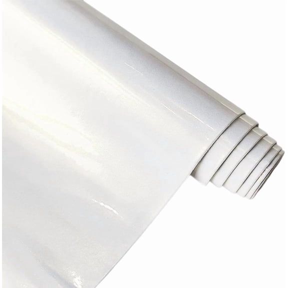 53 x 11.8 Inch 0.8mm White Smooth Holographic PU Leather Fabric Glossy Mirrored Vinyl Sheet NEON Shiny Leatherette Leather Roll