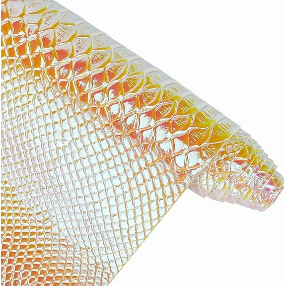 53 x 11.8 Inch Glossy Mirrored Vinyl Fabric Gold Snake Skin Embossed PU Leather Sheets Snake Textured Holograic Leather Rolls for DIY Crafts Making Furniture Cover 1pc