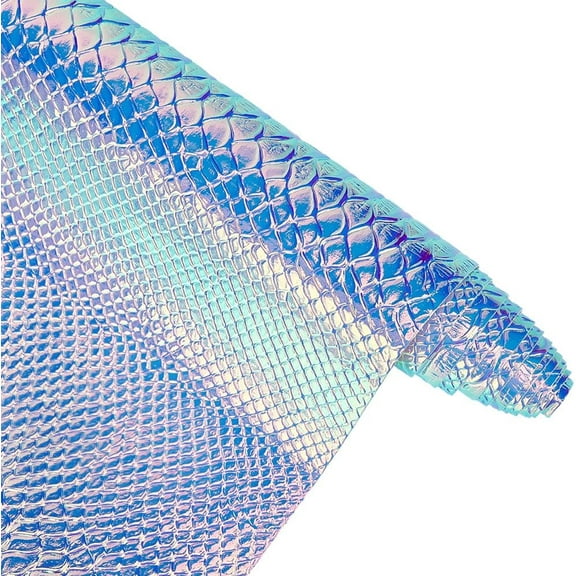 53 x 11.8 Inch Vinyl Fabric Light Purple Embossed Snake Skin PU Leather Sheets Snake Textured Holographic Glossy Mirrored Leather Rolls for DIY Crafts Making Furniture Cover