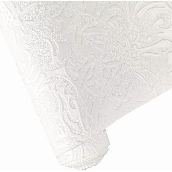 53 x 11.8 Inch White Retro PU Leather Rolls for Crafts Embossed Leather Sheets Large Vintage Floral Textured Sewing Upholstery Fabric for Earrings Handbags DIY Making Accessories