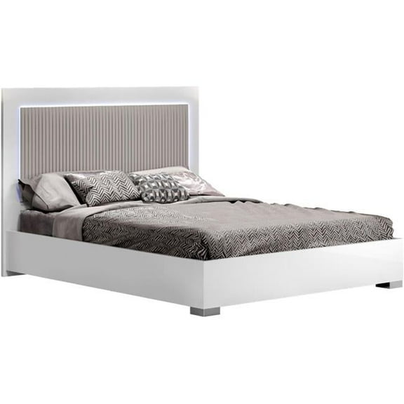 53 x 79 x 83 in. Luxuria King Size Bed, White & Grey