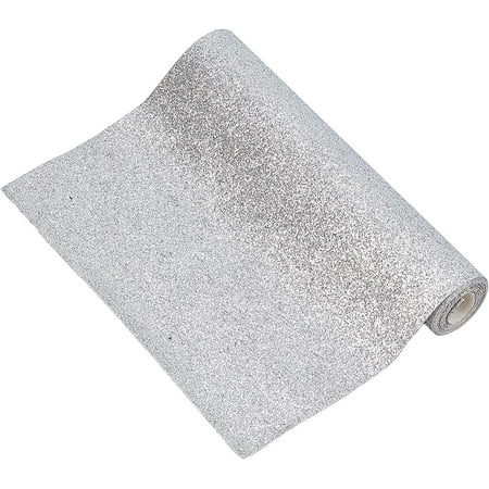 53 x 8.3 Inch Glitter Leather Sheets Shiny Faux Leather Chunky Glitter Fabric Sheets Canvas for Hair Bows Jewelry Making DIY Sewing Crafts Silver DIY