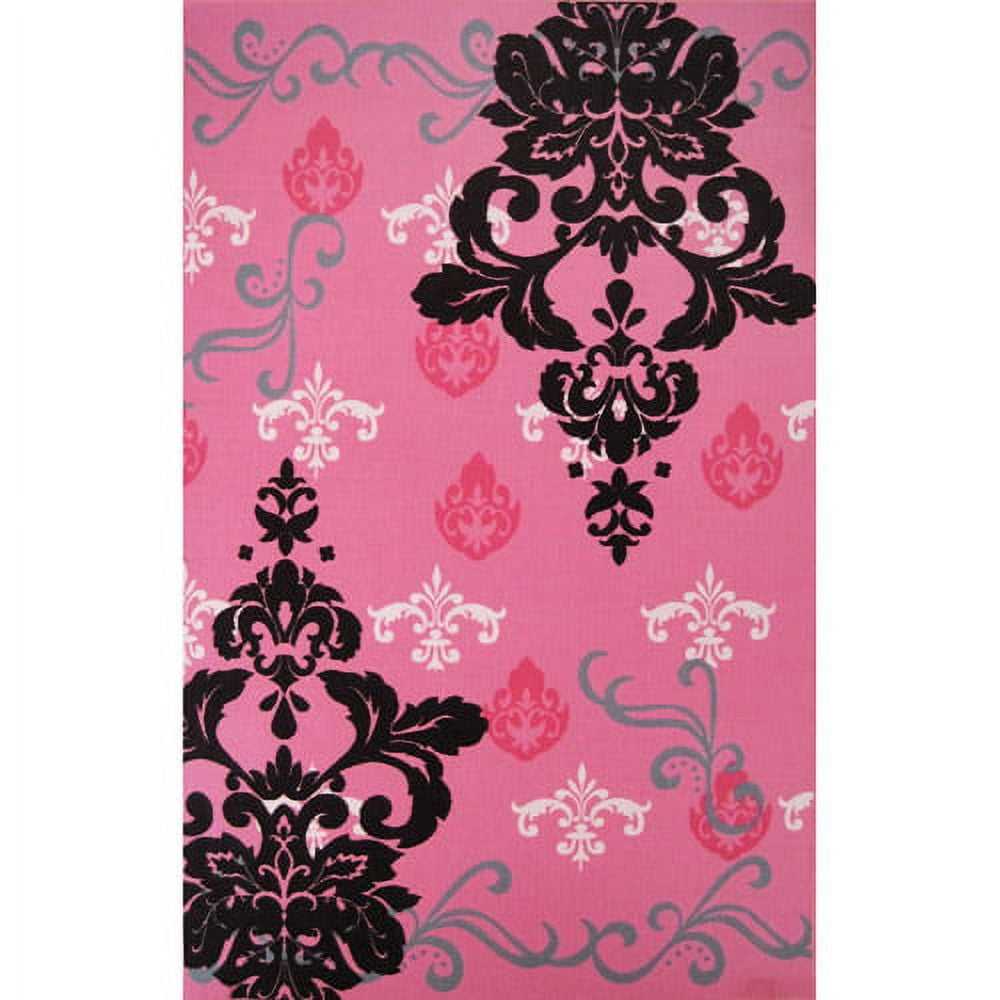 53"x83" Graphic Damask Rug, Pink