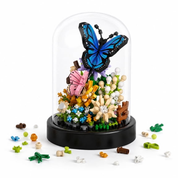 530 PCS Flower Building Blocks, Botanical Animals Mini Building Block Sets for Adults, Butterfly Plastic Building Kits for Adults, Creative Flower Building Set for Valentine's Day Gift